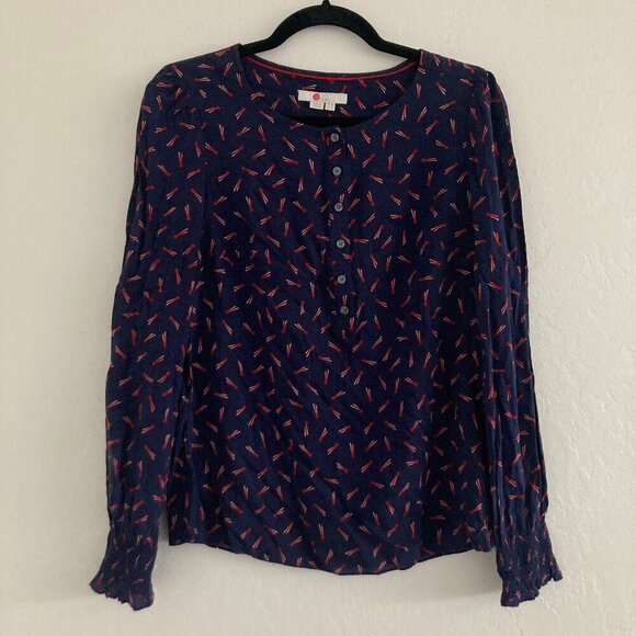 Boden Kara Shooting Star Blouse Long Sleeve Shirt Dainty Girly Smocked Preppy 4 - Picture 2 of 12